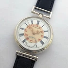 Big ANTIQUE Swiss Mens Marriage Luxury Silver Wristwatch LONGINES Enamel Dial