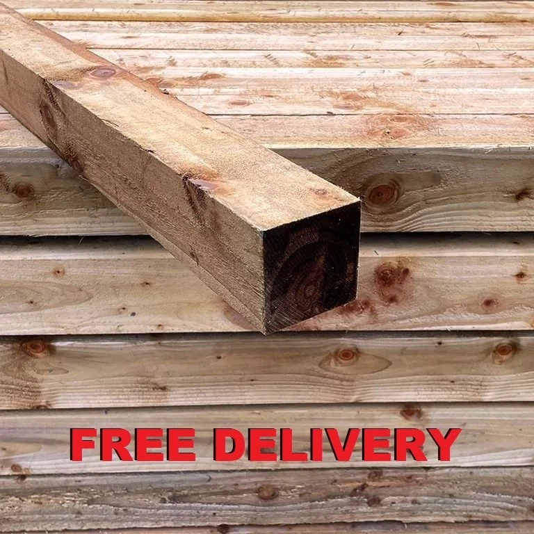 Timber Fence Posts 3x3 4x4 Treated Brown Timber Fencing Gate Post 75mm 100mm - Image 2 of 4