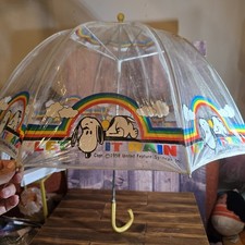 Vintage Snoopy Let It Rain Clear Dome Umbrella Rainbow Peanuts 1958 United