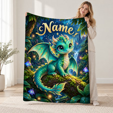 Personalized Fairy Dragon Coral Fleece Blanket