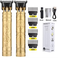 Vintage T9 Cordless Hair Clipper Beard Trimmer USB Rechargeable Barber Trimmer