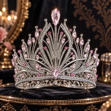 13cm Tall Luxury Crystal Tiara Crown Wedding Queen Princess Prom For Women