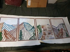 Mountain 4 Panels Metal Wall Art, Large Wall Decor,  