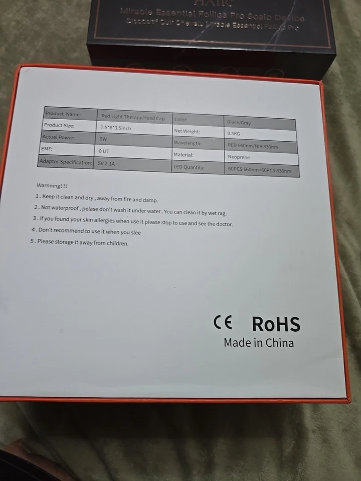660纳米:850纳米红光治疗帽脱发治疗帽头发生长再生 — 第 2/2 张图片