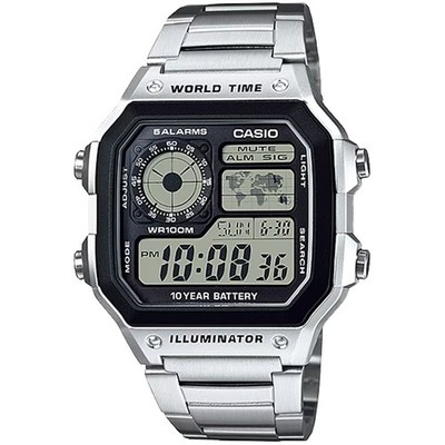 Casio Men s Black and Silver Digital Watch - AE-1200WHD-1AV