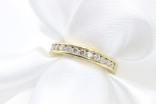 18ct Yellow Gold 0.50ct Diamond Half Eternity Ring-Size M 1/2-3.2G-  BE1