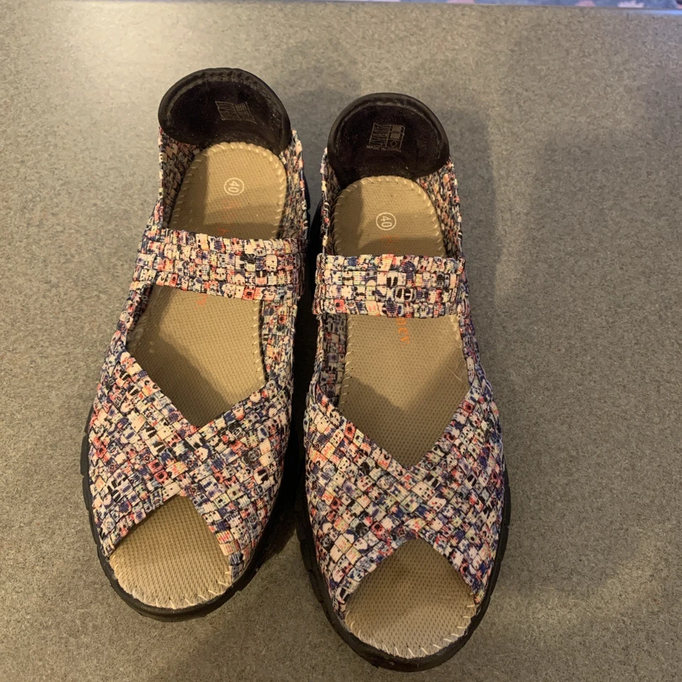 Bernie Mev Multi Color Fabric Slip On Mary Jane Wedge Ballet Women Shoe Size 9 - Image 2 of 4