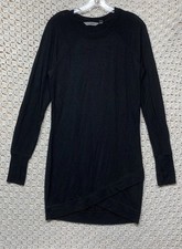 Athleta Sweatshirt Dress Tunic Women XS Criss Cross Tulip Hem Black Modal Blend