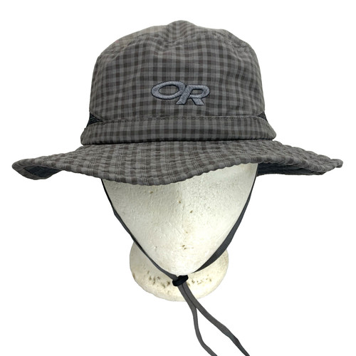 Outdoor Research Sombriolet Booney Sun Hat Gray Plaid S Nylon Adjustable #80615