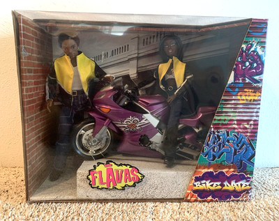 2003 Mattel Flavas    Bike Date Tre and Kiyani Brown Purple Bike NRFB