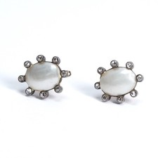 Biedermeier Ohrringe Ohrstecker Diamant Altschliff Rosenschliff Perle