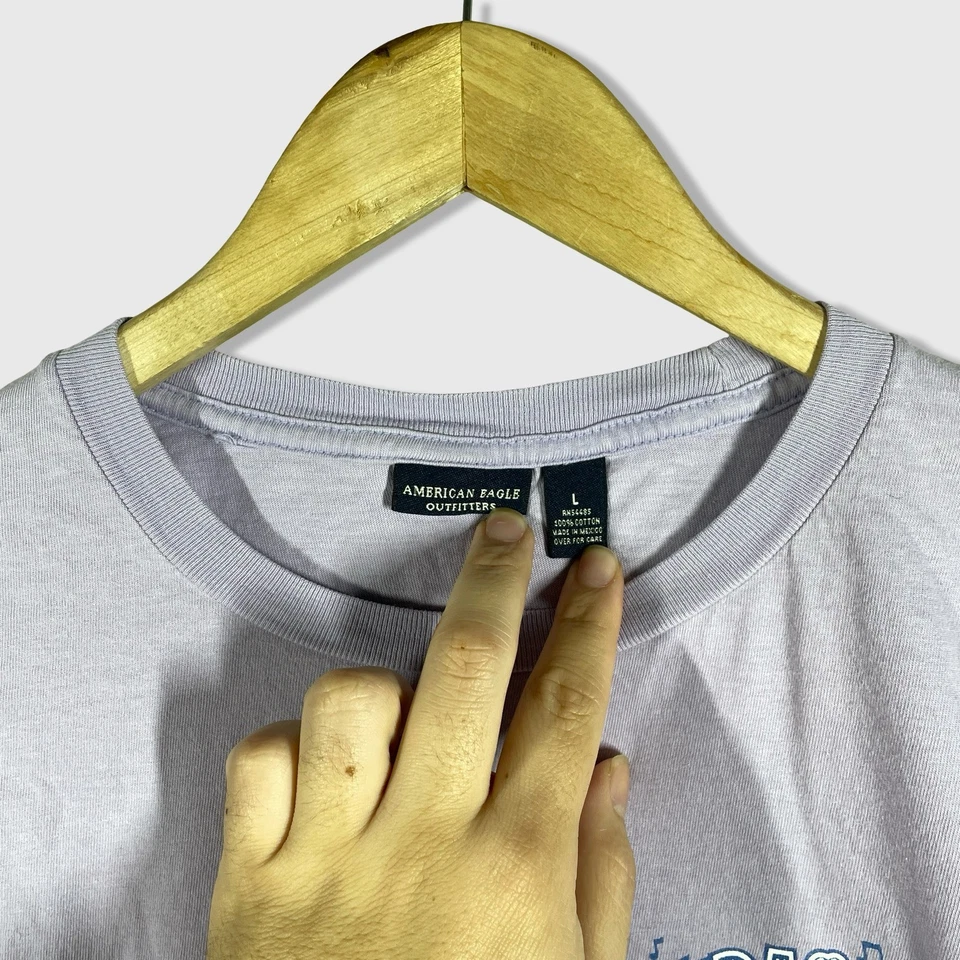 Camisa feminina manga longa Y2K American Eagle Outfitters L concurso de karaokê roxa - Imagem 3 de 4