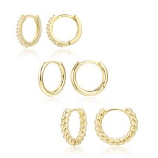 10mm, 12mm, A-CZ Huggie Earrings Smooth Earrings Twisted Earrings 14K Gold