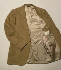 Vintage Lanvin Feather Suede Tan Men Blazer Jacket Sz 42R Patch Pockets Made USA