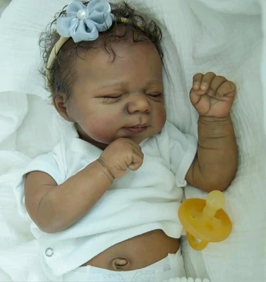 BRANDED Black Reborn Baby Dolls Silicone Full Body Girl 18 Inch African American Realist