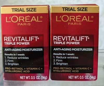 Two (2) L'Oreal Paris Revitalift Triple Power Anti-Aging Face Moisturizer, 0.5oz