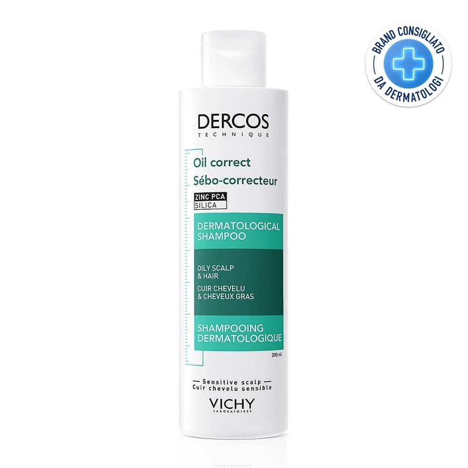 Vichy Dercos Technique - Oil Control Shampoo Sebo Regolatore Trattante, 200ml