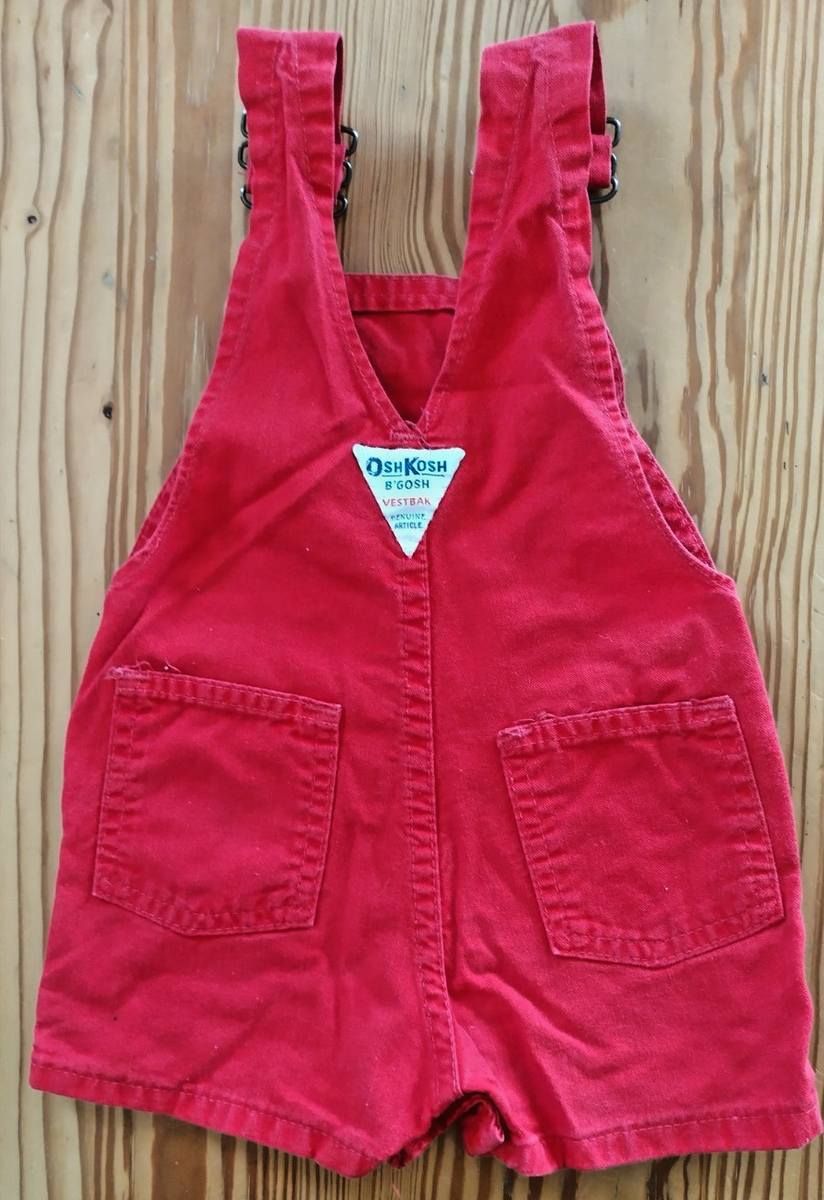 【希少】70's OSHKOSH swing top Vintage Oshkosh Red Toddler 2T Shortalls Vestbak Snaps Unisex 80's