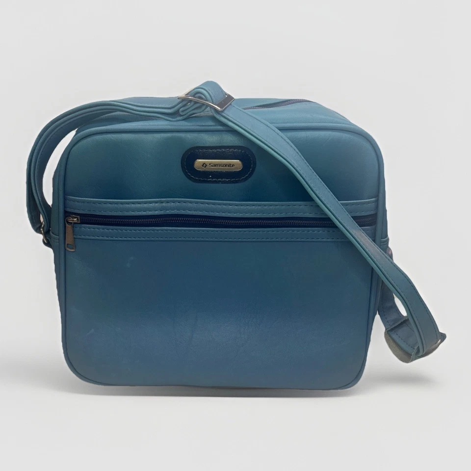 Bolsa de Viagem Vintage Samsonite Montebello II Weekender Couro Sintético, Azul - Imagem 2 de 4
