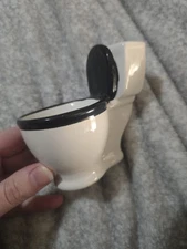 Miniature Ceramic Toilet Trinket Dish Black And White