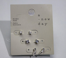 A New Day Crystal Square Stud Earring Set 3pc