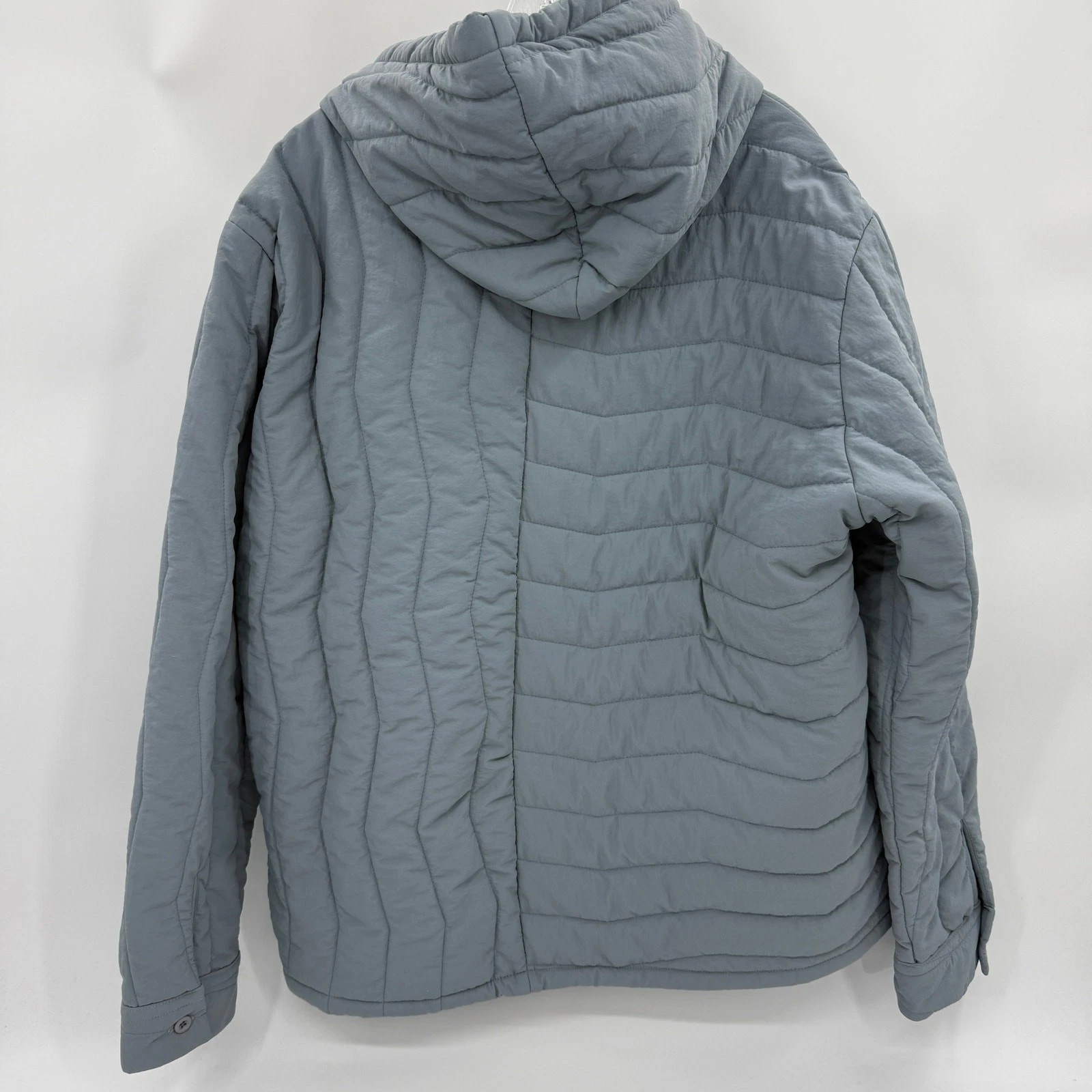 LE'FREAK Mens Quilted Button Jacket Size M Hooded Blue Green Minimalist Korean - product detail image 4