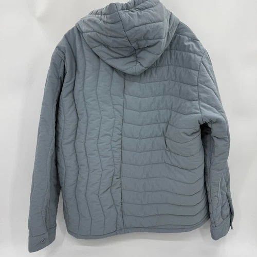 LE'FREAK Mens Quilted Button Jacket Size M Hooded Blue Green Minimalist Korean image 4