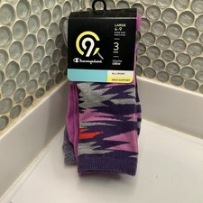 Girl  s Champion Arch Support 3 Pack Crew Socks Size L  4-9 