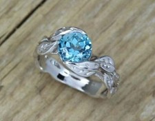 Art Deco Antique Vintage 2.50 Ct Aquamarine Engagement Ring 925 Sterling Silver