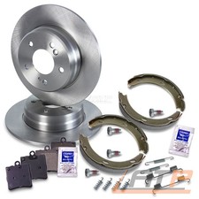 2x BREMSSCHEIBE + BREMSBELÄGE + BREMSBACKEN HINTEN FÜR MERCEDES CLK-KLASSE A208