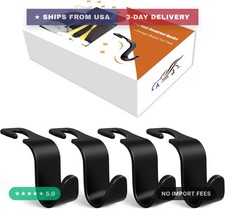 Car Seat Headrest Hook 4 Pack Hanger Storage Organizer Universal for Handbag Pur