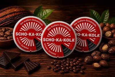 3 Scho-Ka-Kola Dark Chocolate 100g Tins Caffeinated German Energy Chocolate 6/26