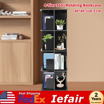 4 Tier 360° Rotating Bookcase Standing Shelf Corner Bookcase Office Shelf 50.5in