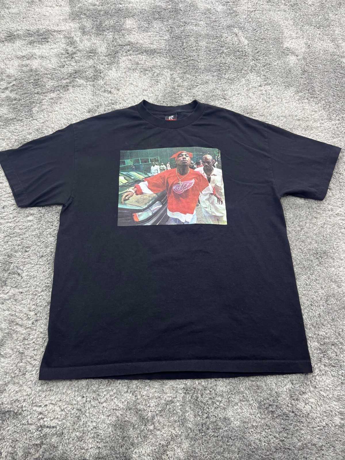 FILA Maglietta vintage Tupac Shakur uomo XL anni 90 West Coast Death Row Records maglietta rap non funzionante