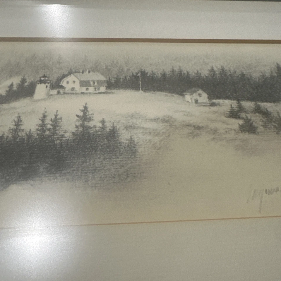 Litografía dibujo faro Virginia Miller Maine mate y firmada usada en excelente estado Foto 4 de 4