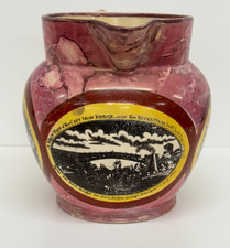 Antique Sunderland Pink Lustre Jug Yellow Cast Iron Bridge over the River Wear