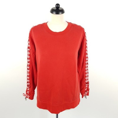 Drykorn Sweatshirt Womens L Red Pink Sweater Bow Pullover Long Sleeve Fleece