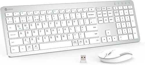 iClever IC-GK08 2.4ghz Wireless Keyboard Mouse for Windows 10 11 iOS White Grey
