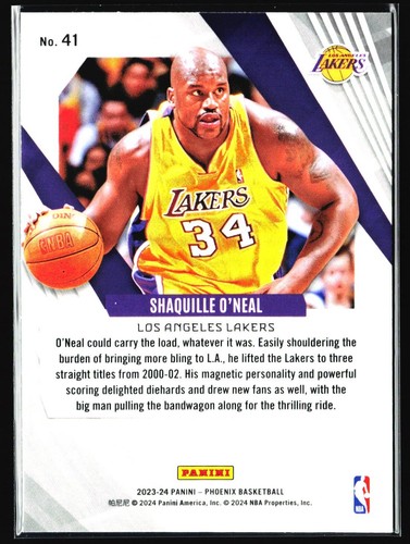 2023-2024 Panini Pheonix #41 Shaquille O’Neal Los Angeles Lakers Blue Lazer - Picture 2 of 2