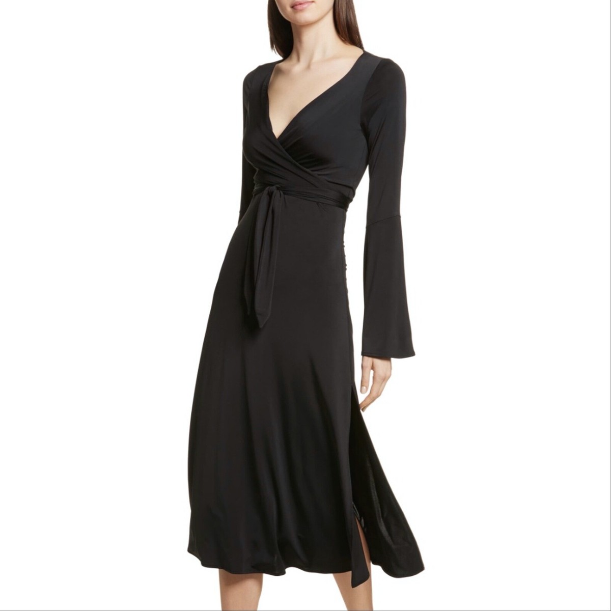 stretch jersey wrap dress Cinq A Sept Lourdes Dress, Black, 4 Maxi dress