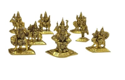 Brass Set of nav Durga / 9 Durga Set for Home Office Temple, 4'' Size