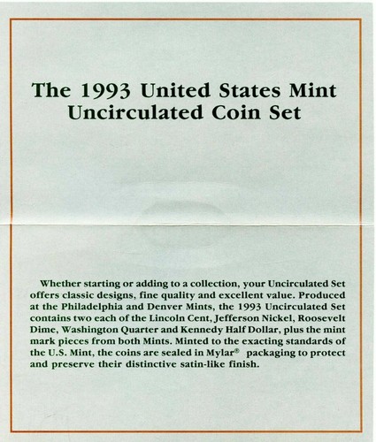 1993-P-D US Mint Set 10 Coins CLAD 21soc0109 - Picture 5 of 5