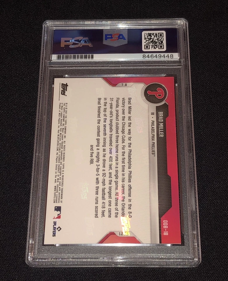 Cartão autografado Brad Miller 2021 Topps Now PSA/DNA Philadelphia Phillies SP - Imagem 2 de 2