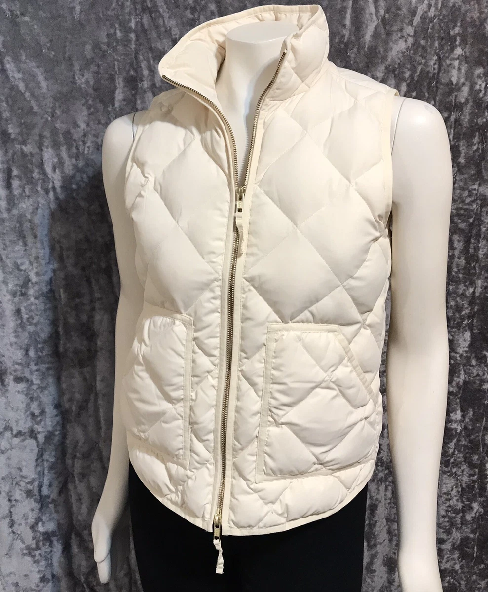 J Crew Down Puffer Vest Women s Ivory Quilted Size XXS NWT eBay