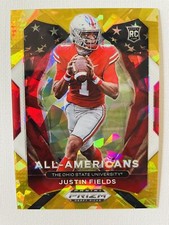 2021 Panini Prizm Draft Picks Justin Fields All-American Gold Ice Prizm #192 RC