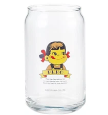 Fujiya Peko chan Can shaped Glass 360ml 12.5x6.9cm Japan Sunart Brand New!!