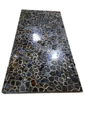 Black Agate Coffee Table Top Rectangle Resin Patio Table for Resturant and Hotel