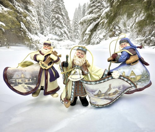 (6) VTG 2003 Thomas Kinkade Old World Santa Ornament Set #3 & #6 - Picture 2 of 18