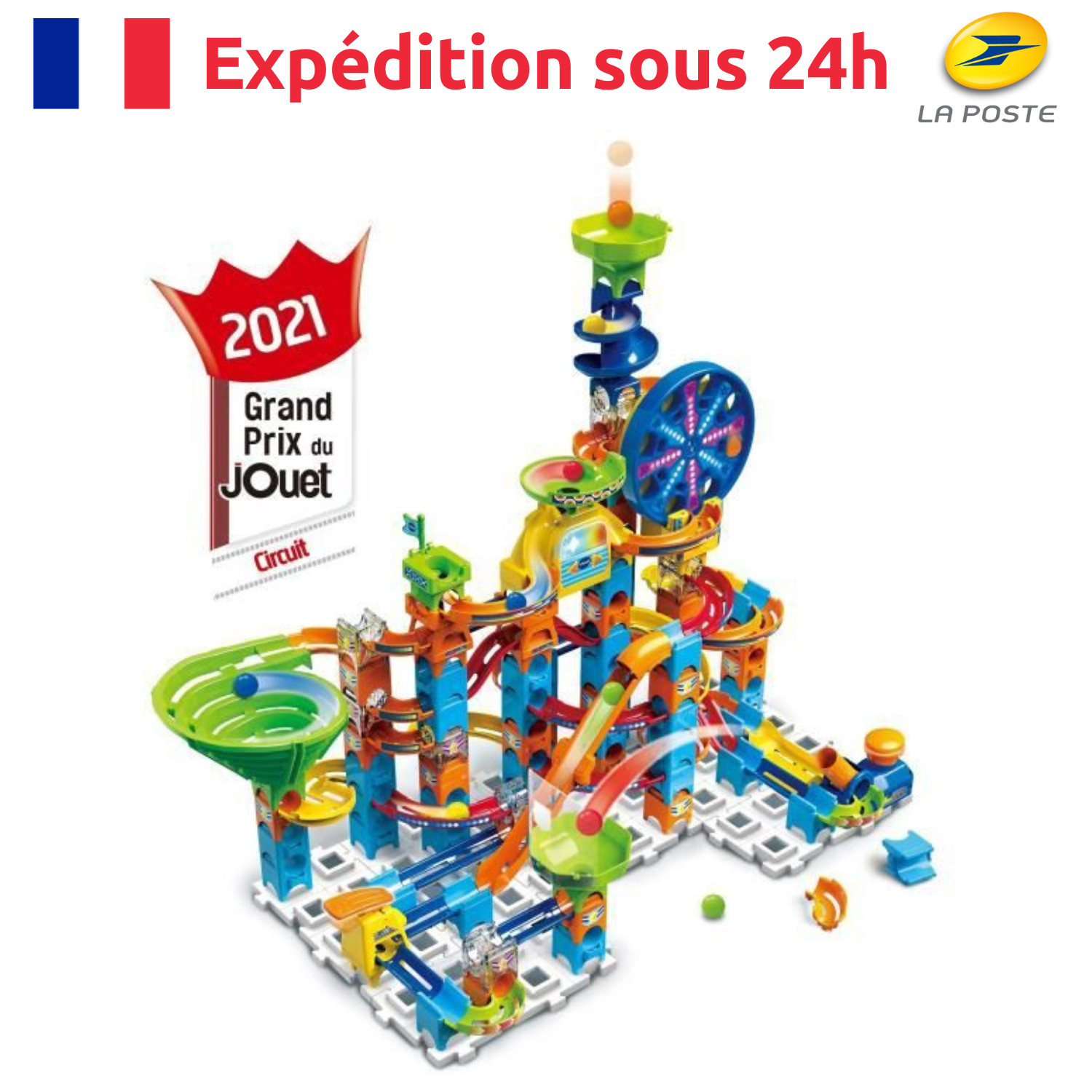 Jeu de construction motorisé avec circuit à billes de 133 pièces pour futur ingénieur
