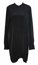 ZOA M Black Shirt Dress Asymmetric Wrap Cut Long Sleeve Modernist Minimalist EUC